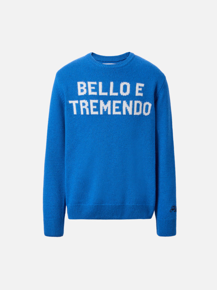 Douglas crewneck in cashmere blend with Bello e Tremendo jacquard