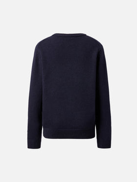 Marineblauer Rundhalspullover Douglas mit Bello e monello Jacquardmuster