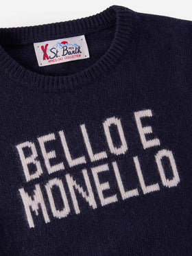 Marineblauer Rundhalspullover Douglas mit Bello e monello Jacquardmuster