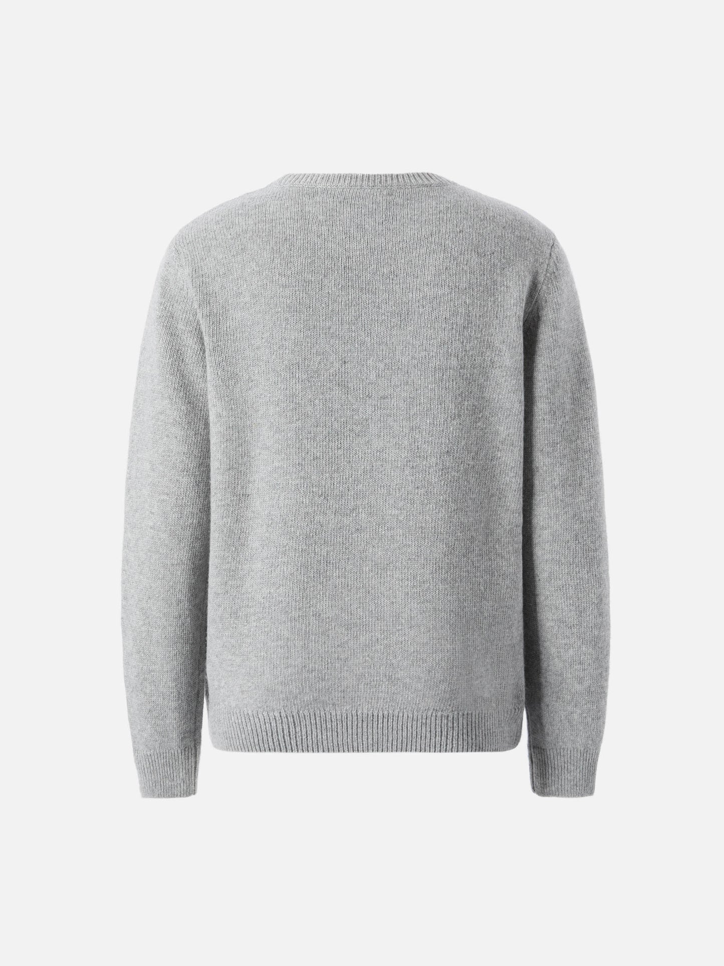 Grauer Douglas-Pullover mit Rundhalsausschnitt und Non vi sopporto più-Jacquard