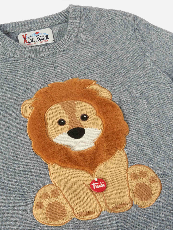 Crewneck Douglas in cashmere blend with Leone Trudi patch | TRUDI SPECIAL EDITION
