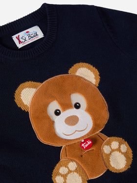 Crewneck Douglas in cashmere blend with Orso Trudi patch | TRUDI SPECIAL EDITION