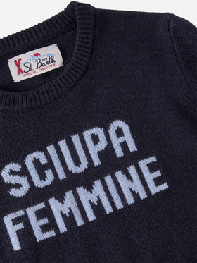 Crewneck Douglas in cashmere blend with Sciupa Femmine jacquard