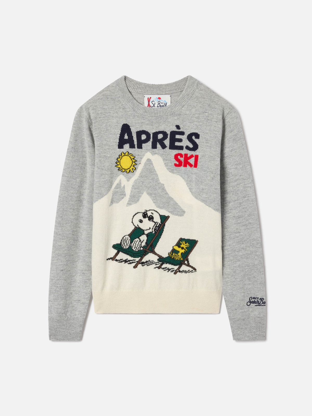 Grey Douglas crewneck knit with Snoopy intarsia | Special edition
