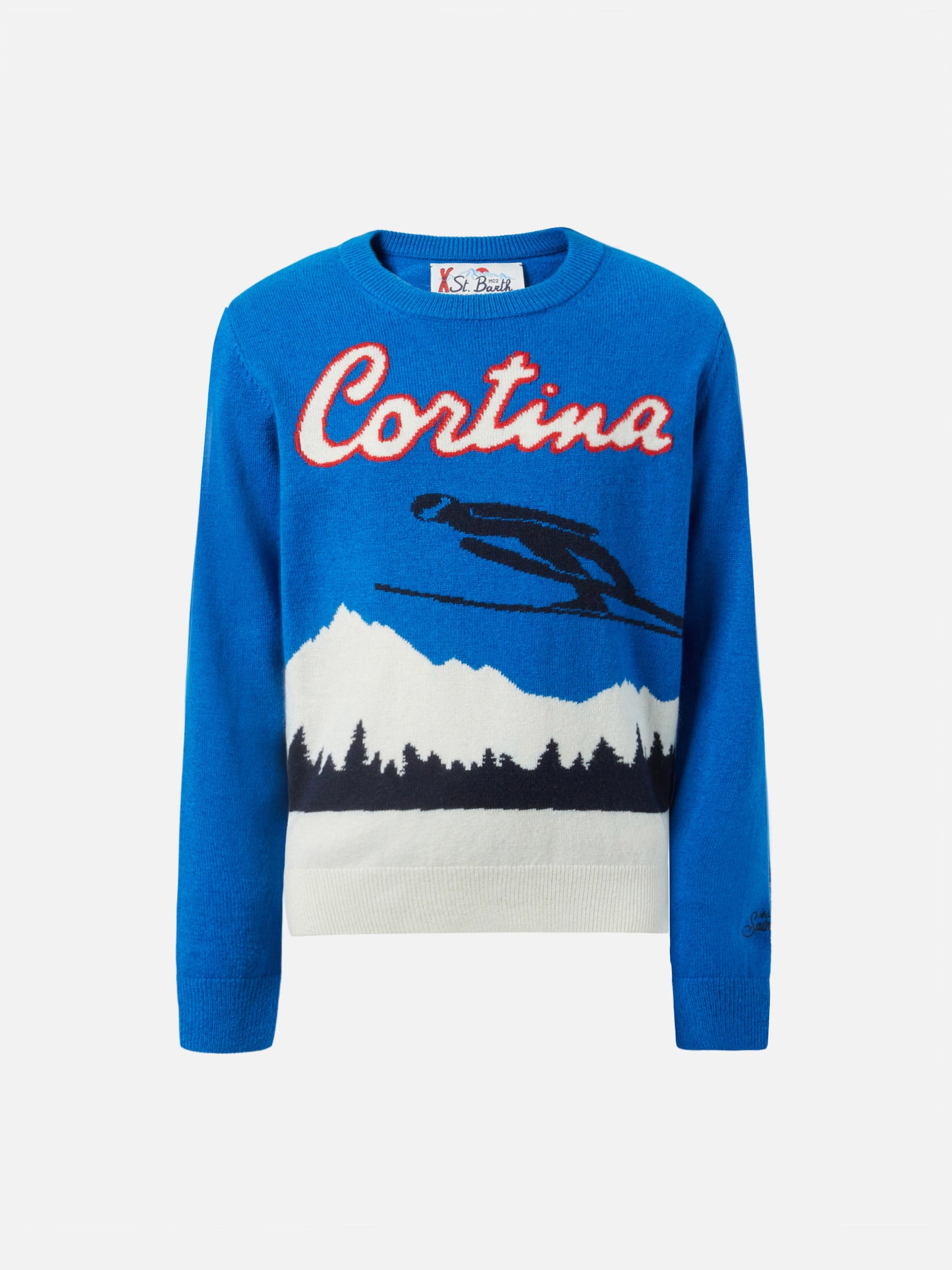 Douglas-Rundhalsausschnitt mit Cortina-Postkarten-Jacquard