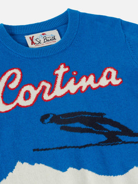 Douglas-Rundhalsausschnitt mit Cortina-Postkarten-Jacquard