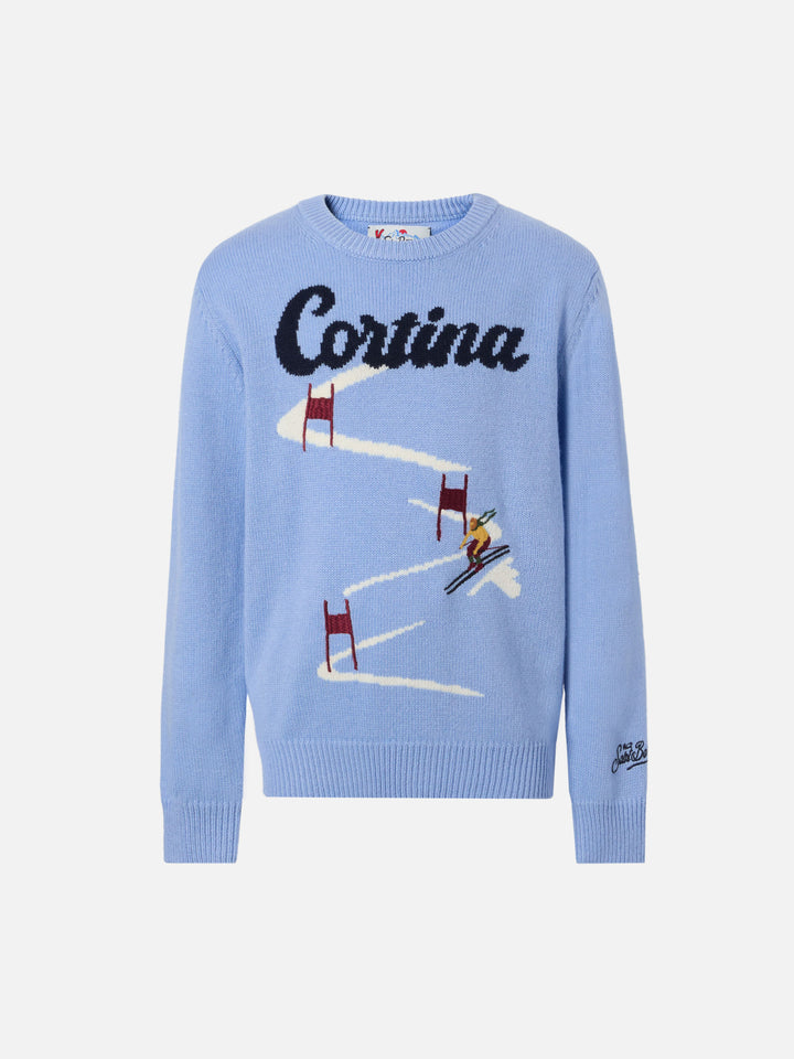 Crewneck Douglas in cashmere blend with Cortina jacquard