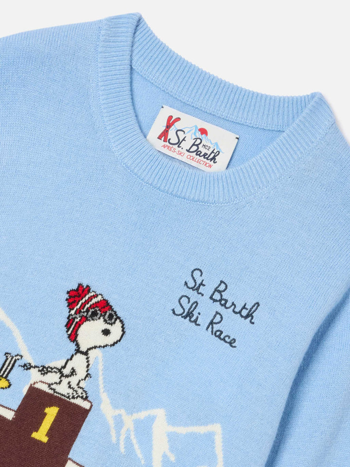 Jersey ligero de cuello redondo blue Douglas con intarsia y bordado de Snoopy | Special edition 