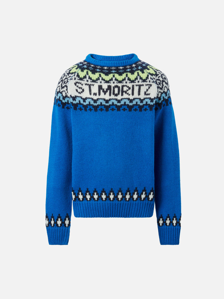 Alpaca sweater Douglas  with fair-isle and St. Moritz jacquard