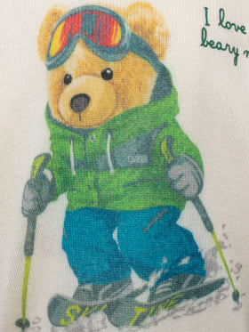 Boy white crewneck sweater Douglas with beary much embroidery - MC2 Saint Barth