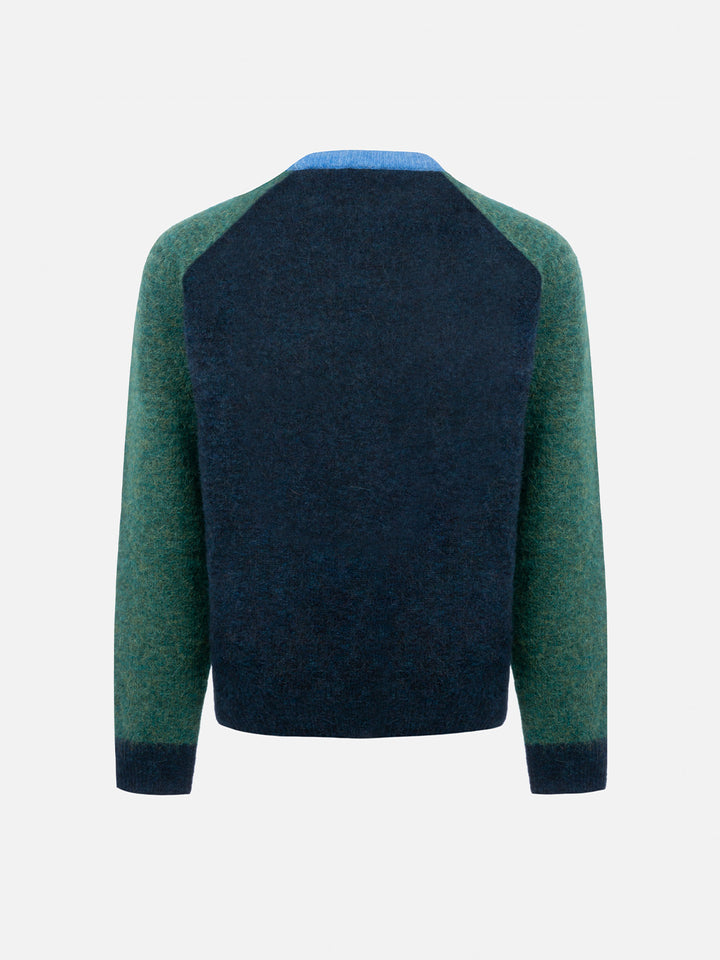Boy blue and green crewneck sweater Douglas with St. Barth print - MC2 Saint Barth