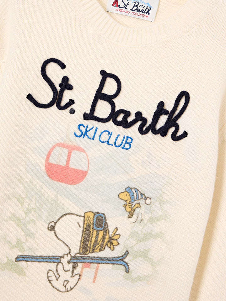 Grauer Crewneck aus Douglas Woll- und Kaschmirmischung mit Snoopy-Intarsie | Special edition 