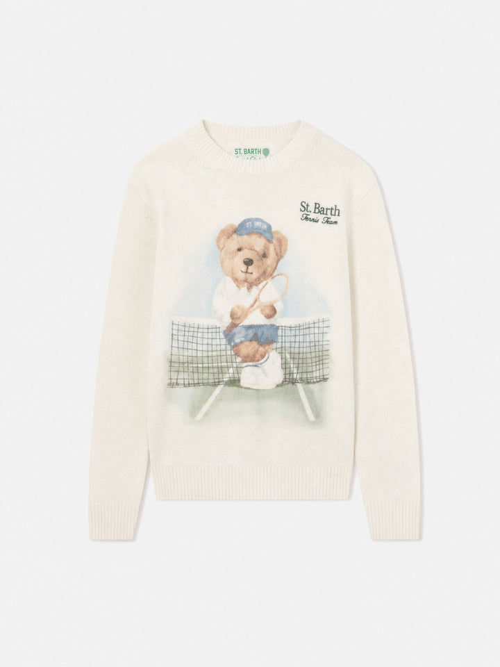 Off white Douglas Print crewneck sweater with tennis bear print