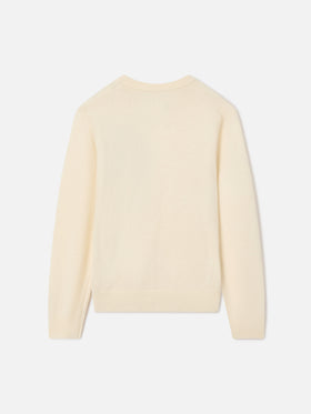 Maglia girocollo Douglas Light panna in misto lana e cashmere con intarsio Paperino | Special edition