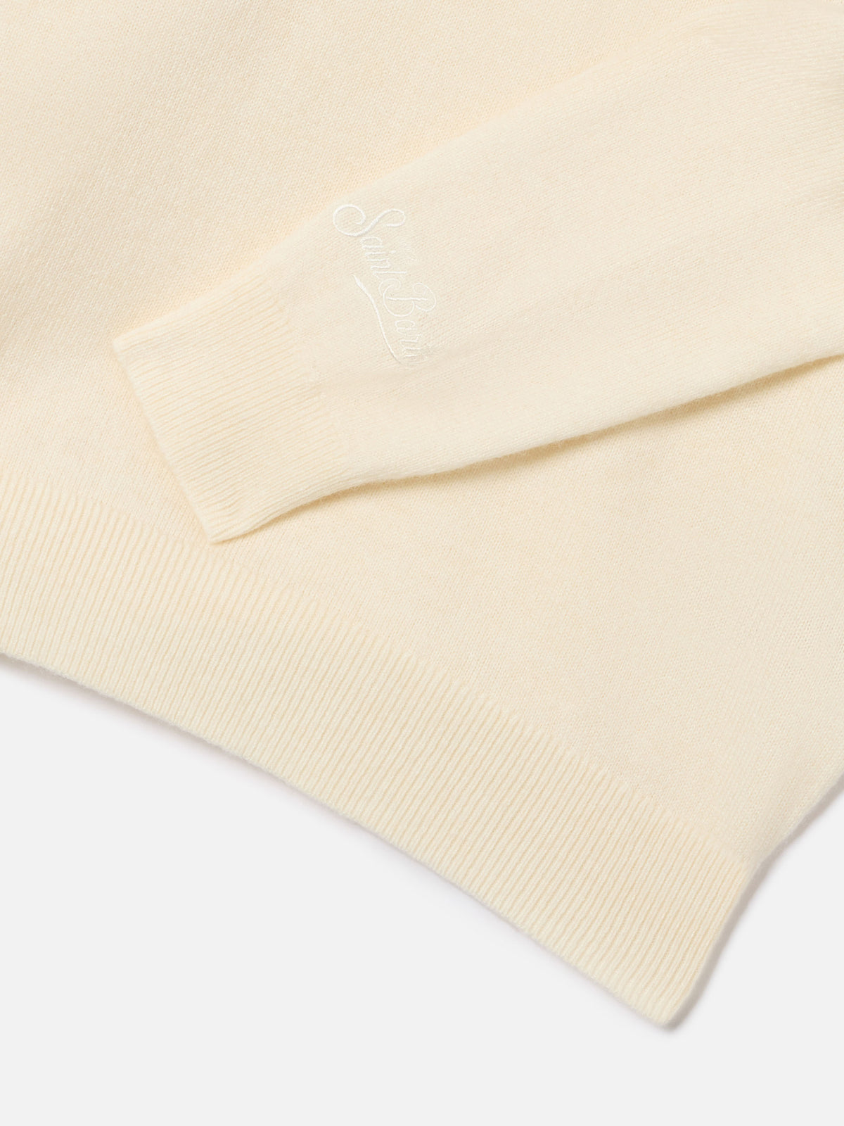 Maglia girocollo Douglas Light panna in misto lana e cashmere con intarsio Paperino | Special edition