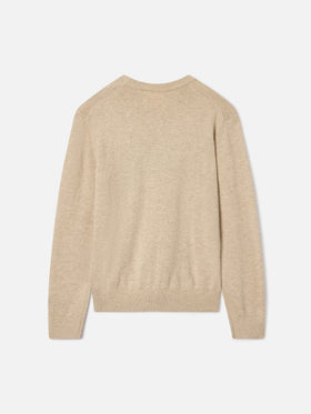 Maglia girocollo Douglas beige in misto cotone e lana vergine con intarsio Sciupa Femmine