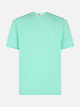 Man sage green cotton jersey t-shirt Dover with St. Barth embroidery - MC2 Saint Barth