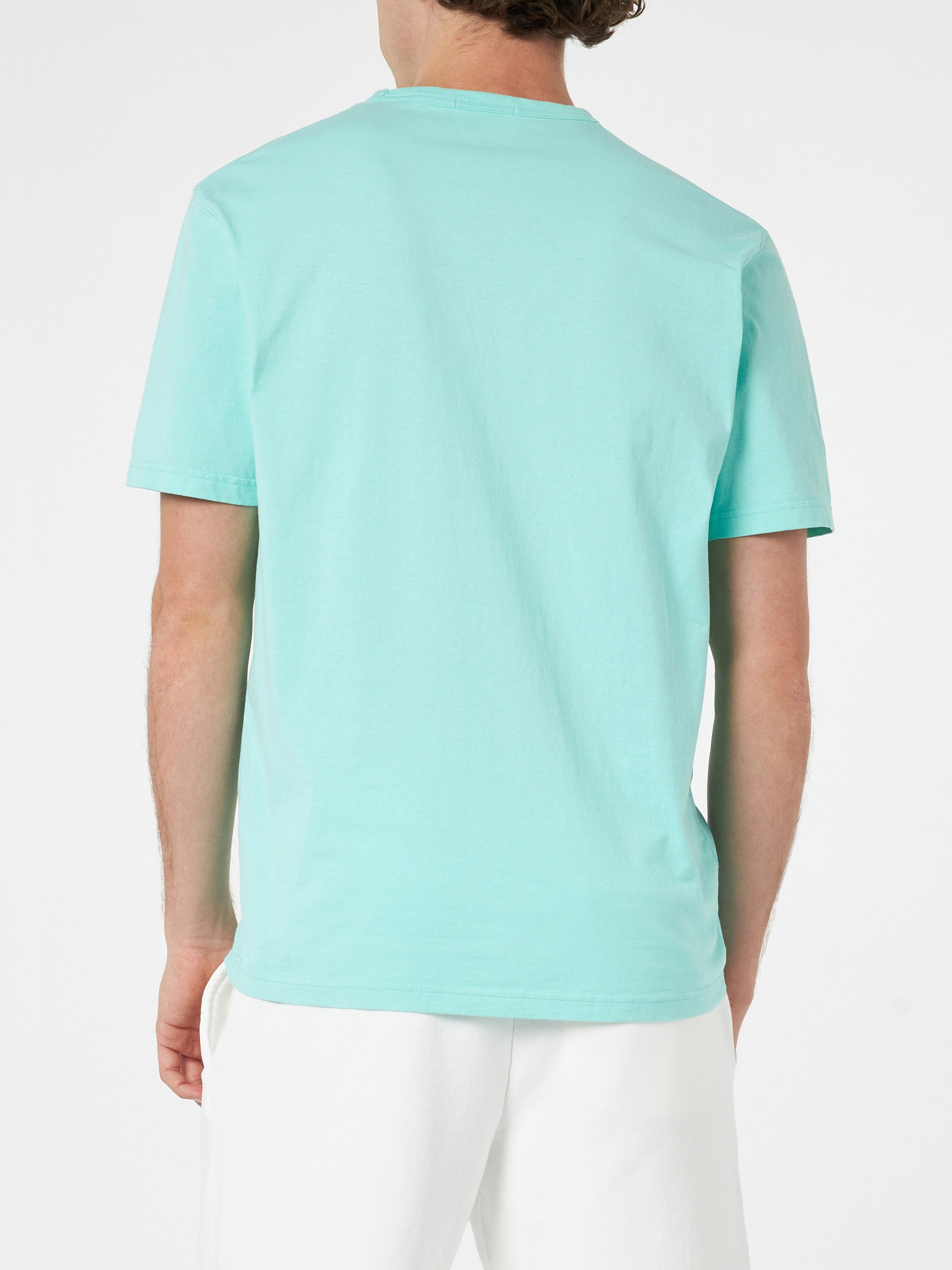 Man sage green cotton jersey t-shirt Dover with St. Barth embroidery - MC2 Saint Barth