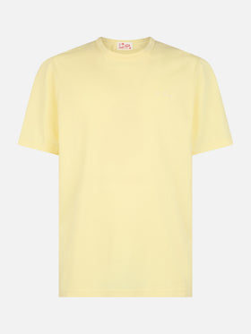 Man pale yellow cotton jersey t-shirt Dover with St. Barth embroidery - MC2 Saint Barth