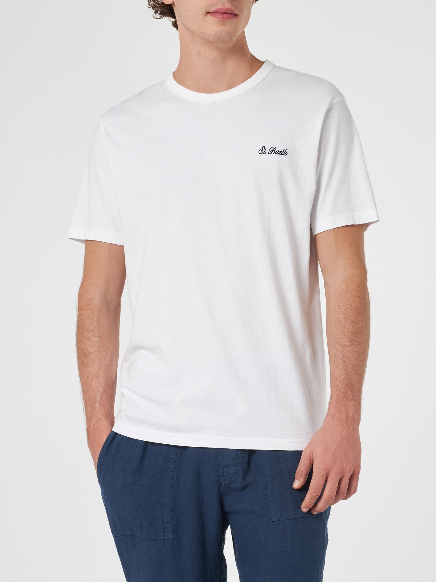 Man white cotton jersey t-shirt Dover with St. Barth embroidery - MC2 Saint Barth