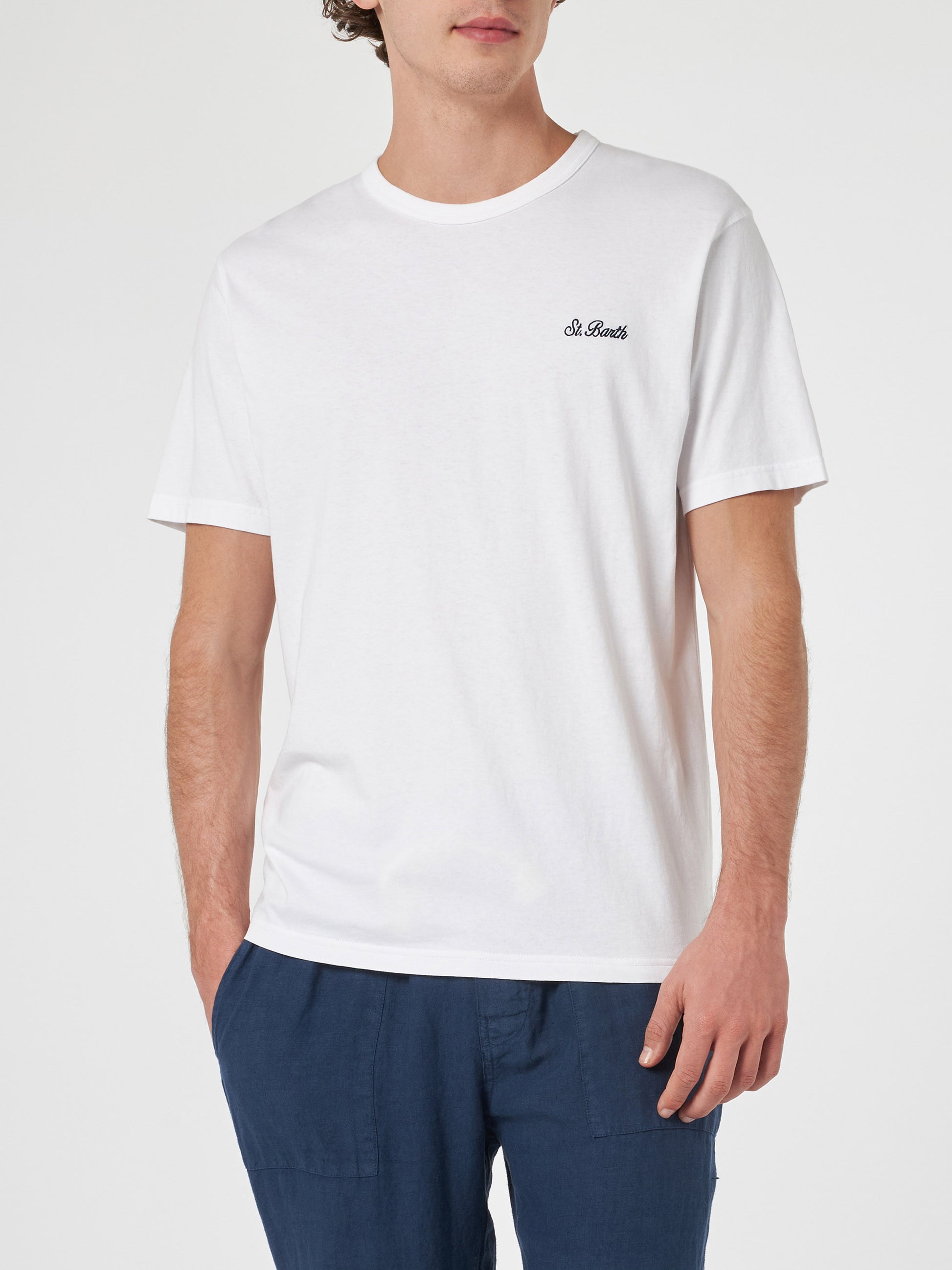 Man white cotton jersey t-shirt Dover with St. Barth embroidery - MC2 Saint Barth