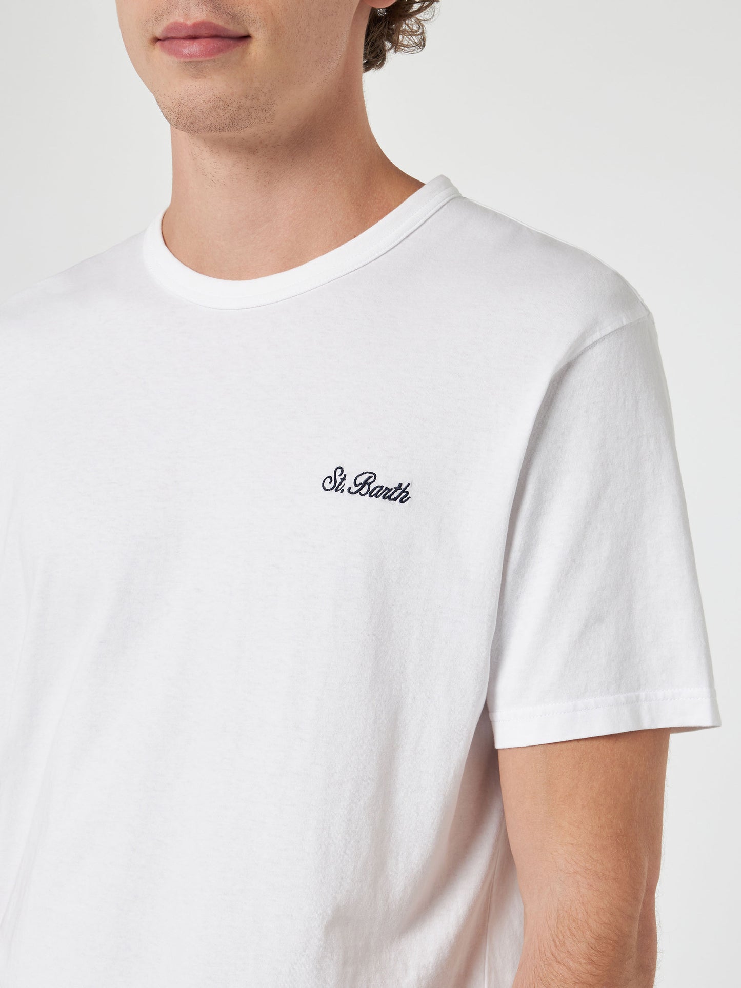 Man white cotton jersey t-shirt Dover with St. Barth embroidery - MC2 Saint Barth