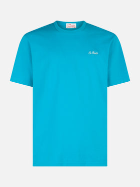 Man teal cotton jersey t-shirt Dover with St. Barth embroidery - MC2 Saint Barth