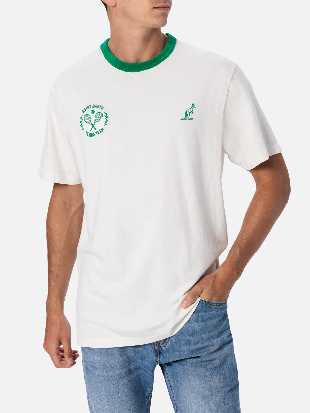 Man white cotton t-shirt Dover with Australian embroidery | AUSTRALIAN BRAND SPECIAL EDITION - MC2 Saint Barth