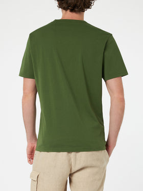 Man military green cotton jersey t-shirt Dover with St. Barth embroidery - MC2 Saint Barth
