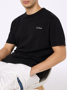 Man black cotton jersey t-shirt Dover with St. Barth embroidery - MC2 Saint Barth