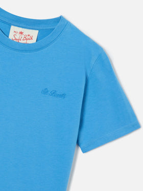 T-shirt Dover Jr bleu poudré en pur coton avec logo brodé 