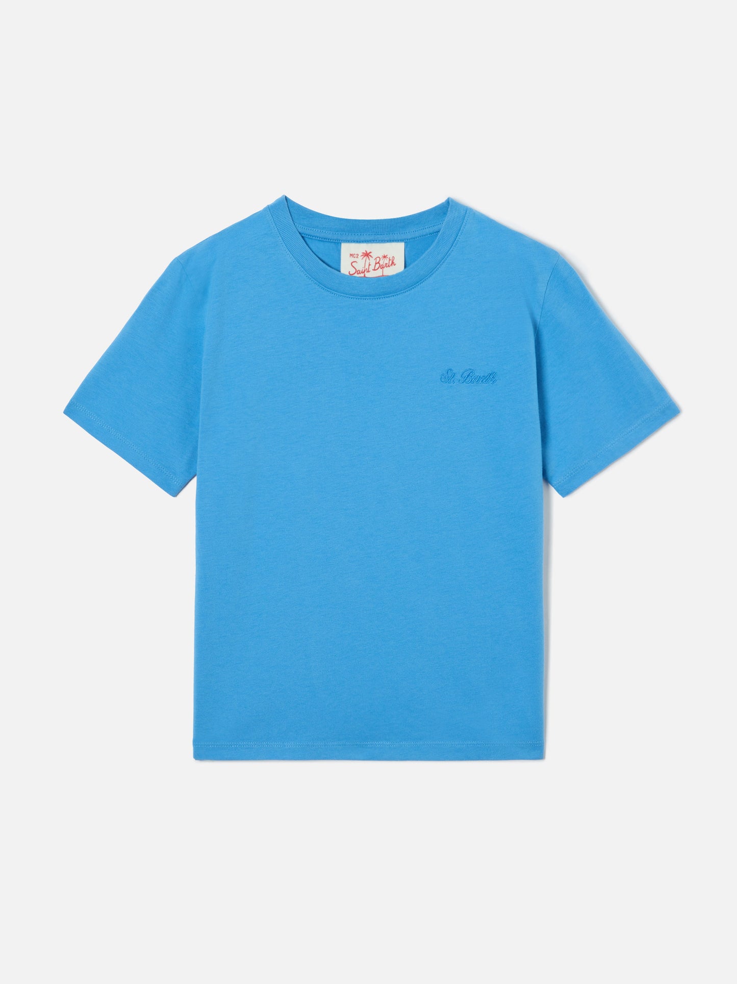 T-shirt Dover Jr bleu poudré en pur coton avec logo brodé 