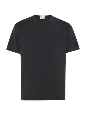 Schwarzes T-Shirt Dover aus Bio-Baumwolljersey mit St. Barth-Stickerei