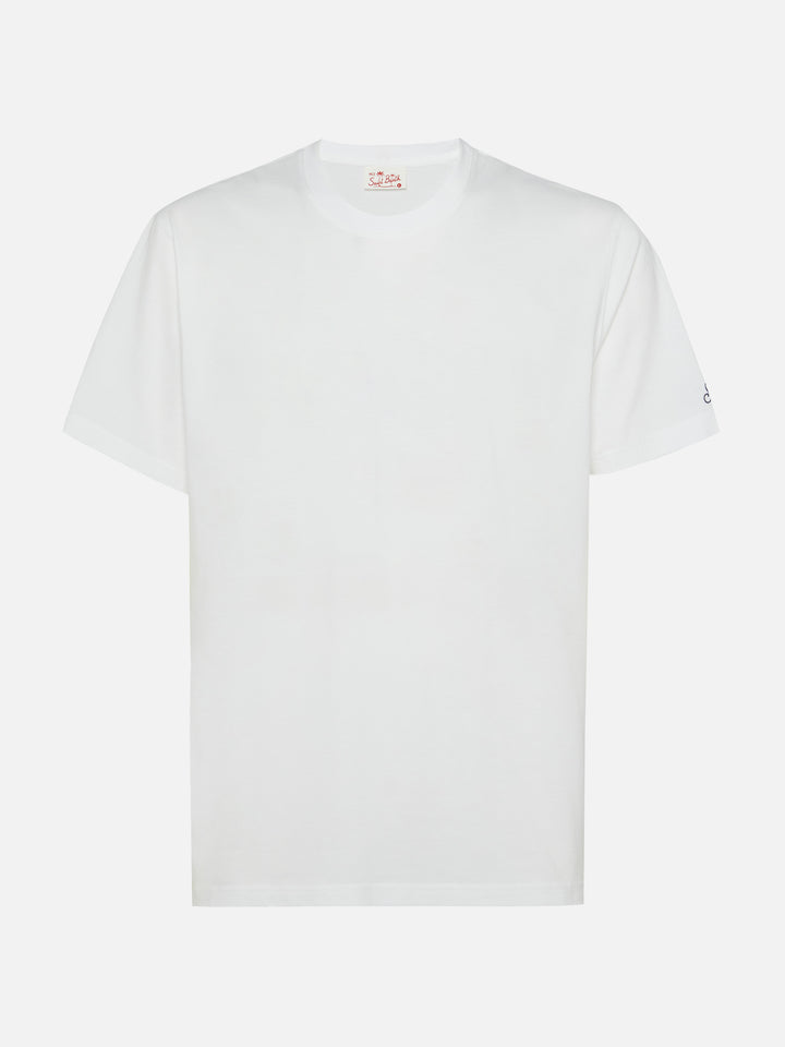 Weißes Baumwolljersey-T-Shirt Dover mit St. Barth-Stickerei