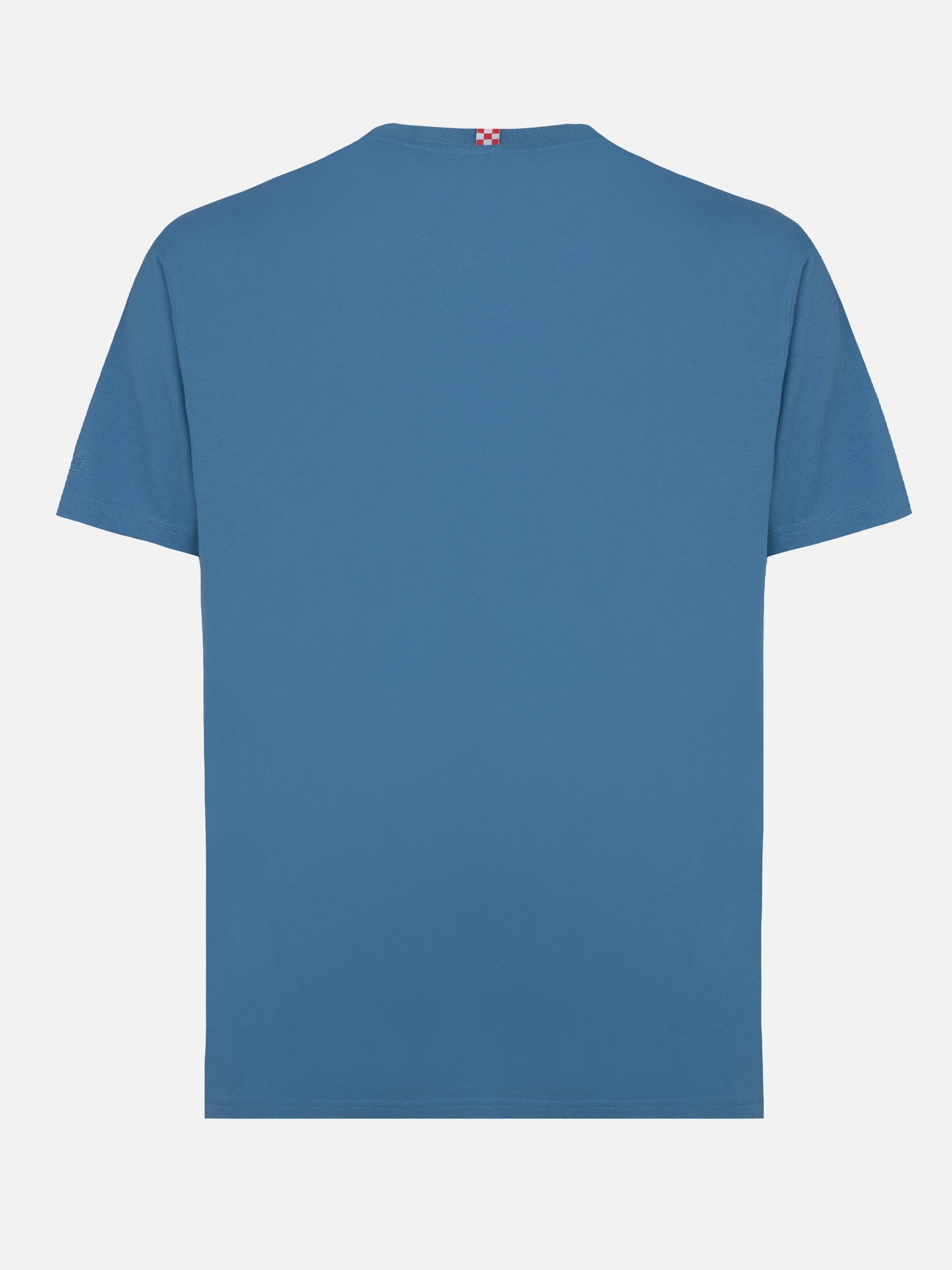 Dusty blue cotton jersey t-shirt Dover with St. Barth embroidery - MC2 Saint Barth