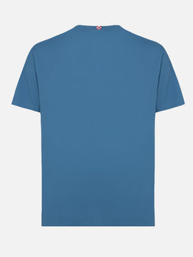 Dusty blue cotton jersey t-shirt Dover with St. Barth embroidery - MC2 Saint Barth