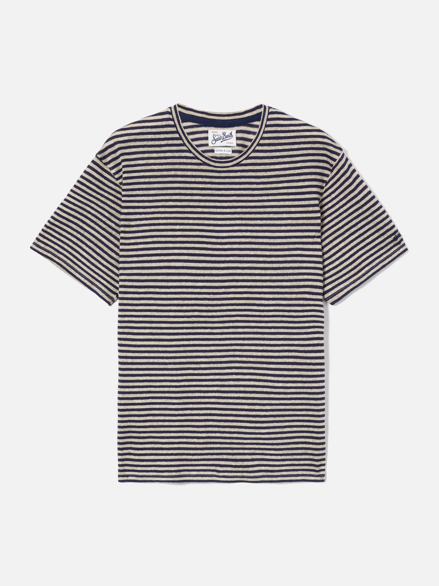 T-shirt Dover in cotone a righe blu con ricamo logo