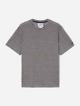 T-shirt Dover in cotone a righe blu con ricamo logo