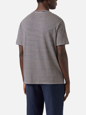 T-shirt Dover in cotone a righe blu con ricamo logo