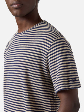 T-shirt Dover in cotone a righe blu con ricamo logo