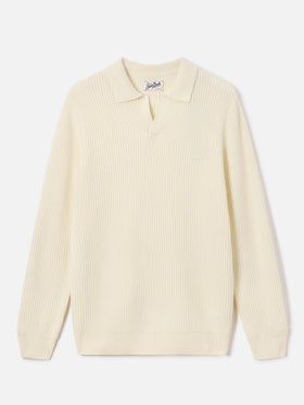 Off white Downing wool ribbed knit polo