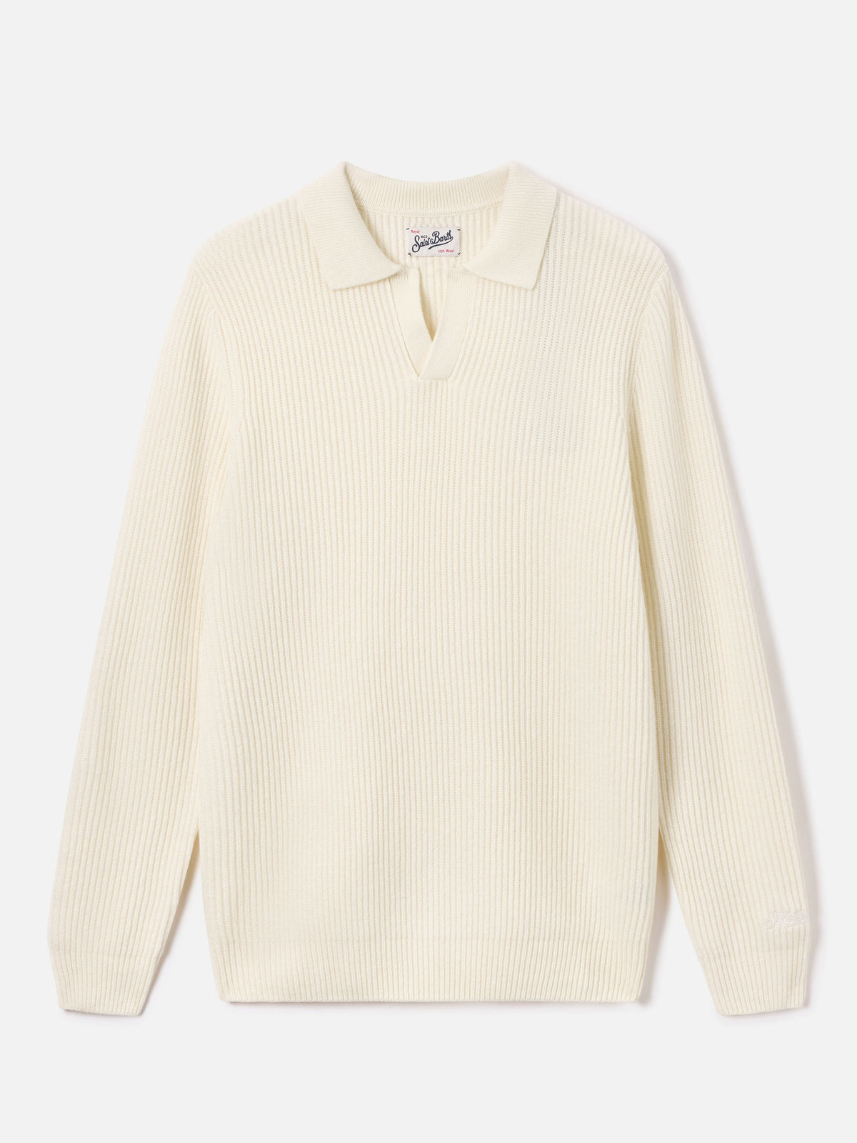 Off white Downing Poloshirt aus geripptem Wollstrick 