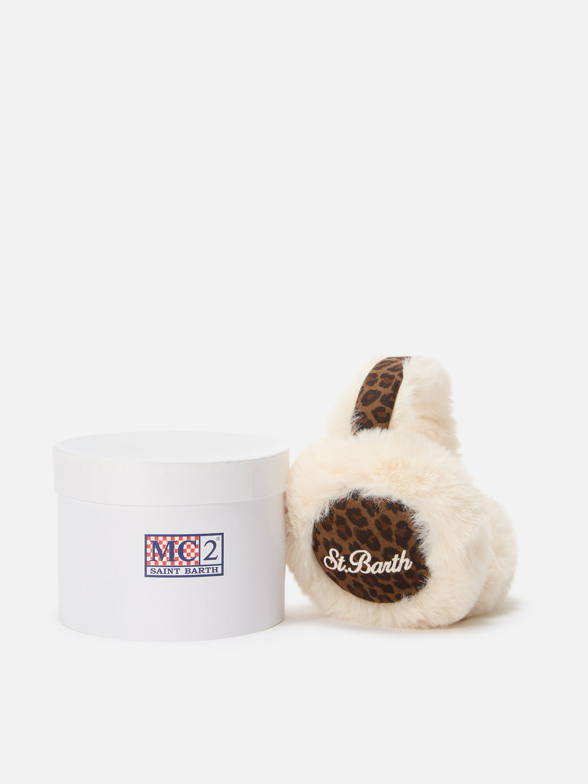 Cache-oreilles à imprimé léopard avec broderie logo 