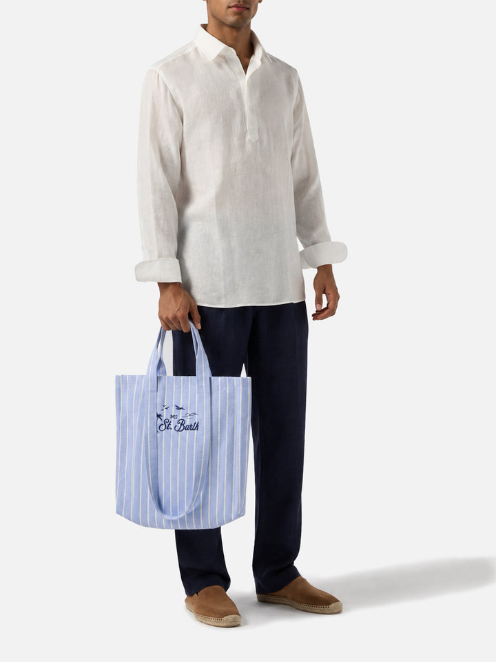 Bolso Essential Beach de algodón blue y blanco a rayas tote 