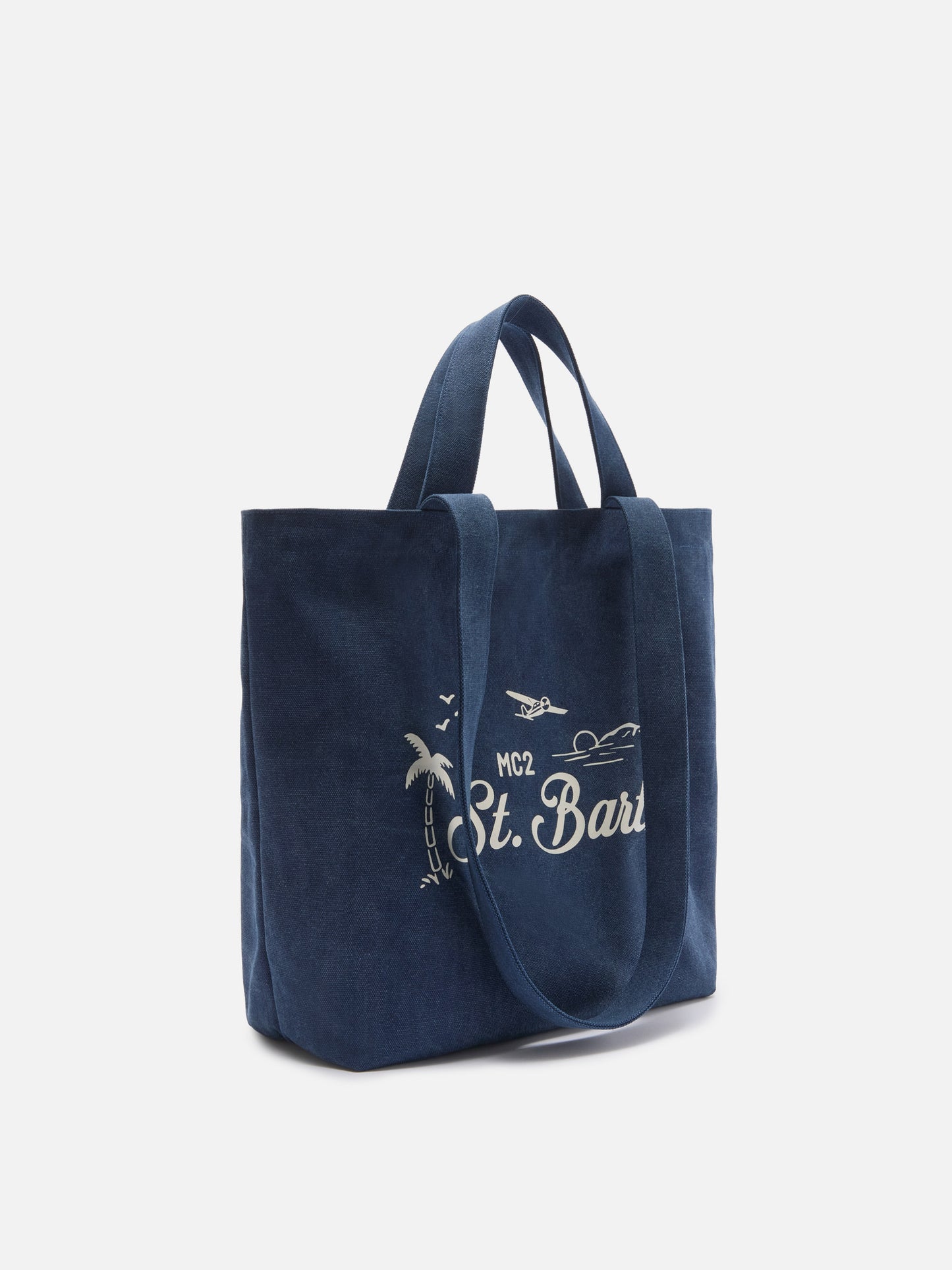Sac cabas Essential Beach en coton bleu marine avec logo brodé 