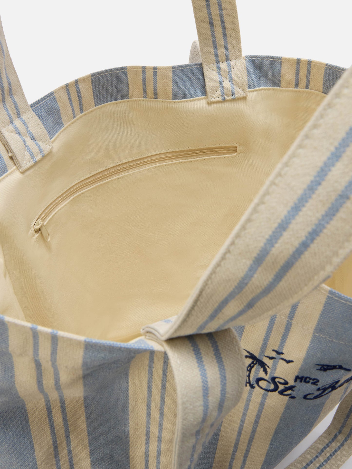 Bolso tote de algodón Essential Beach a rayas azul claro y blanco 