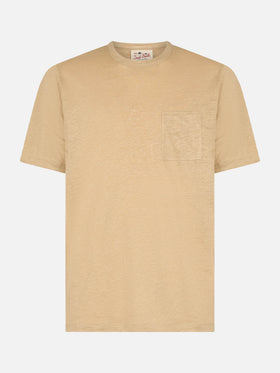 Man beige linen jersey t-shirt Ecstasea with pocket - MC2 Saint Barth