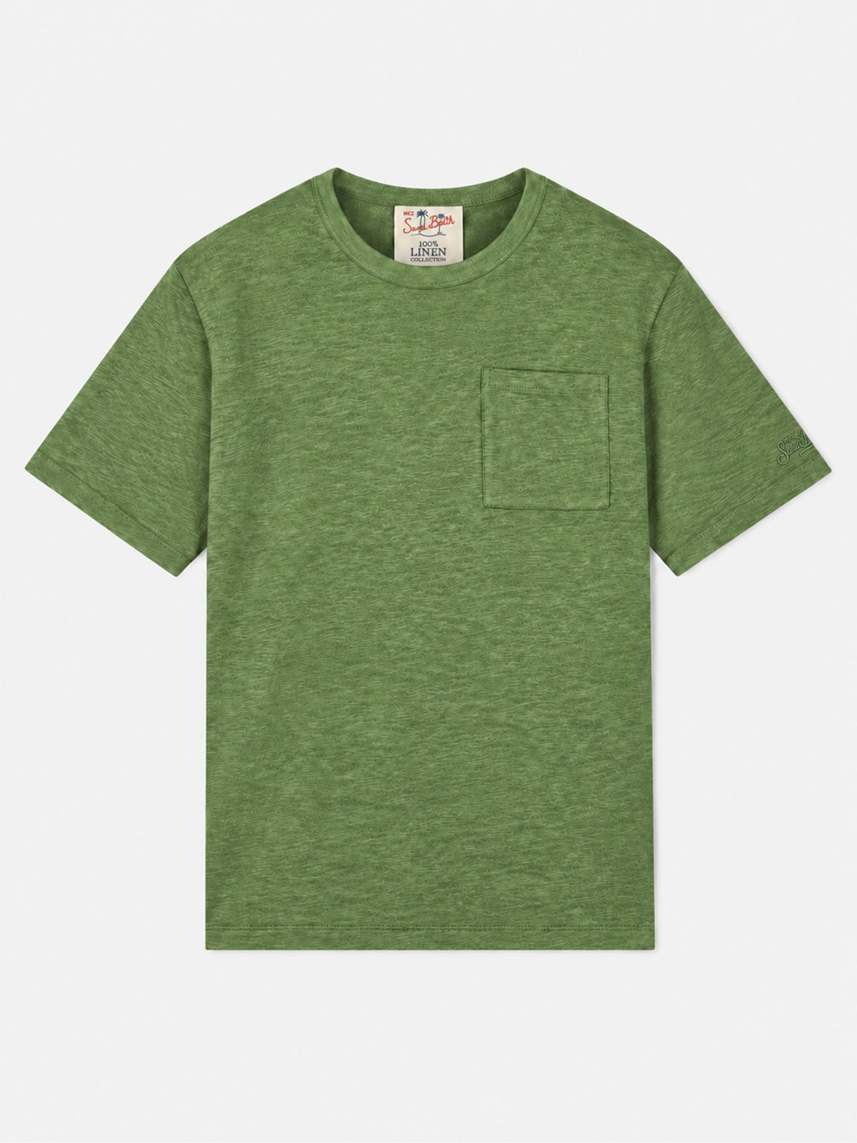 Camiseta Ecstasea de lino verde militar 