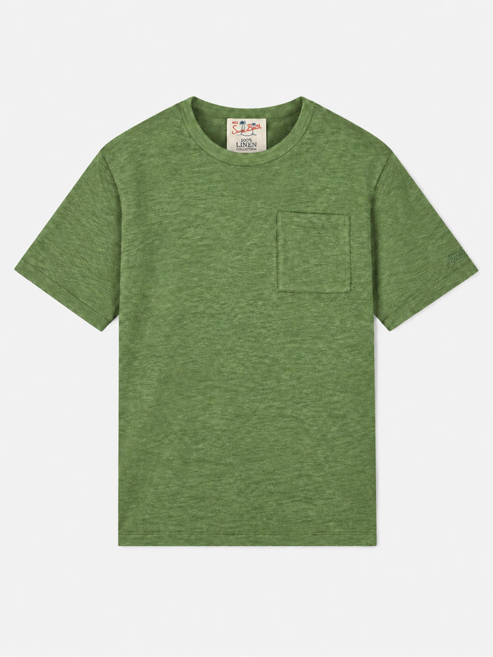 Camiseta Ecstasea de lino verde militar 