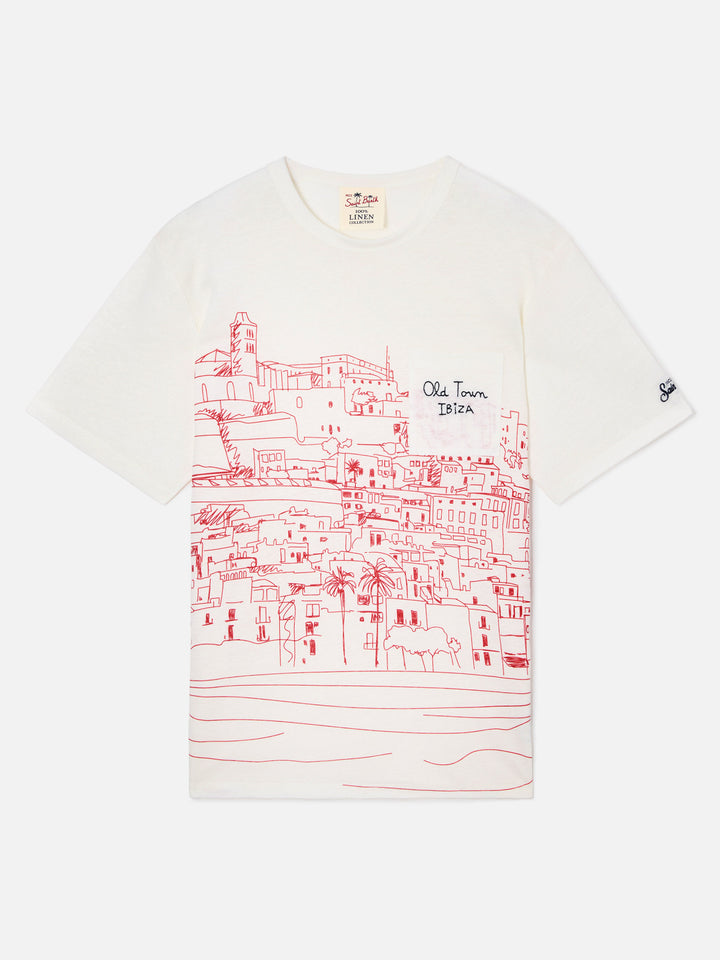 Ecstasea linen jersey t-shirt with Ibiza print